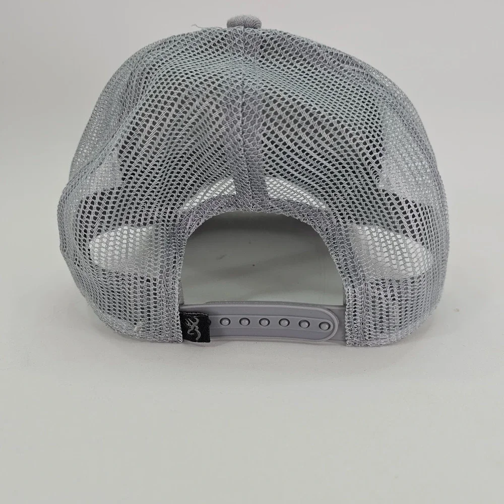 Browning Trucker Hat Mens OSFM Gray Y2K Buckmark Logo Snapback Mesh Cap Skate